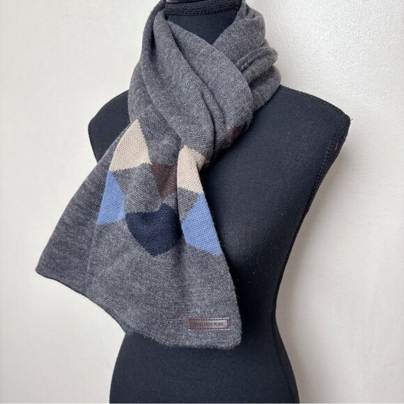 Jones New York Womens One Size Wool Blend Jacquard Knitted Scarf - Picture 2 of 11